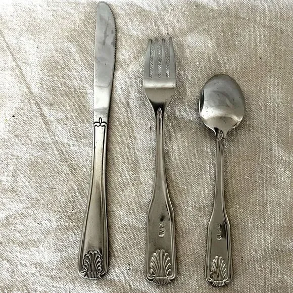 1920s Vintage 3pc Swiss Made Art Deco Silverware Set - Sola Switzerland Seashell - Picture 2 of 7